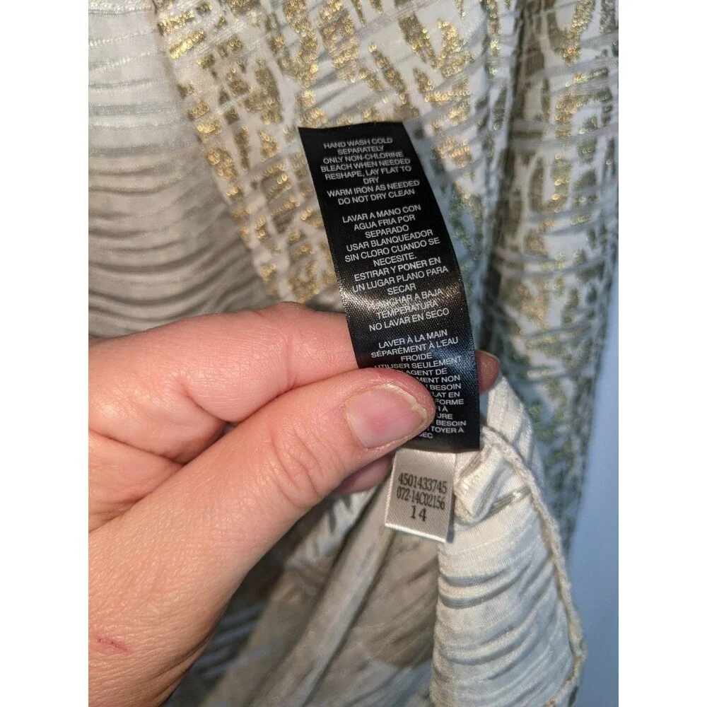 Chico's Travelers Collection Cardigan Jacket Sz 2 L Metallic Burnout Lightweight